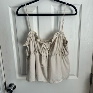 SOLD! American Eagle Outfitters Cream Ruffle Tie-Front Cami